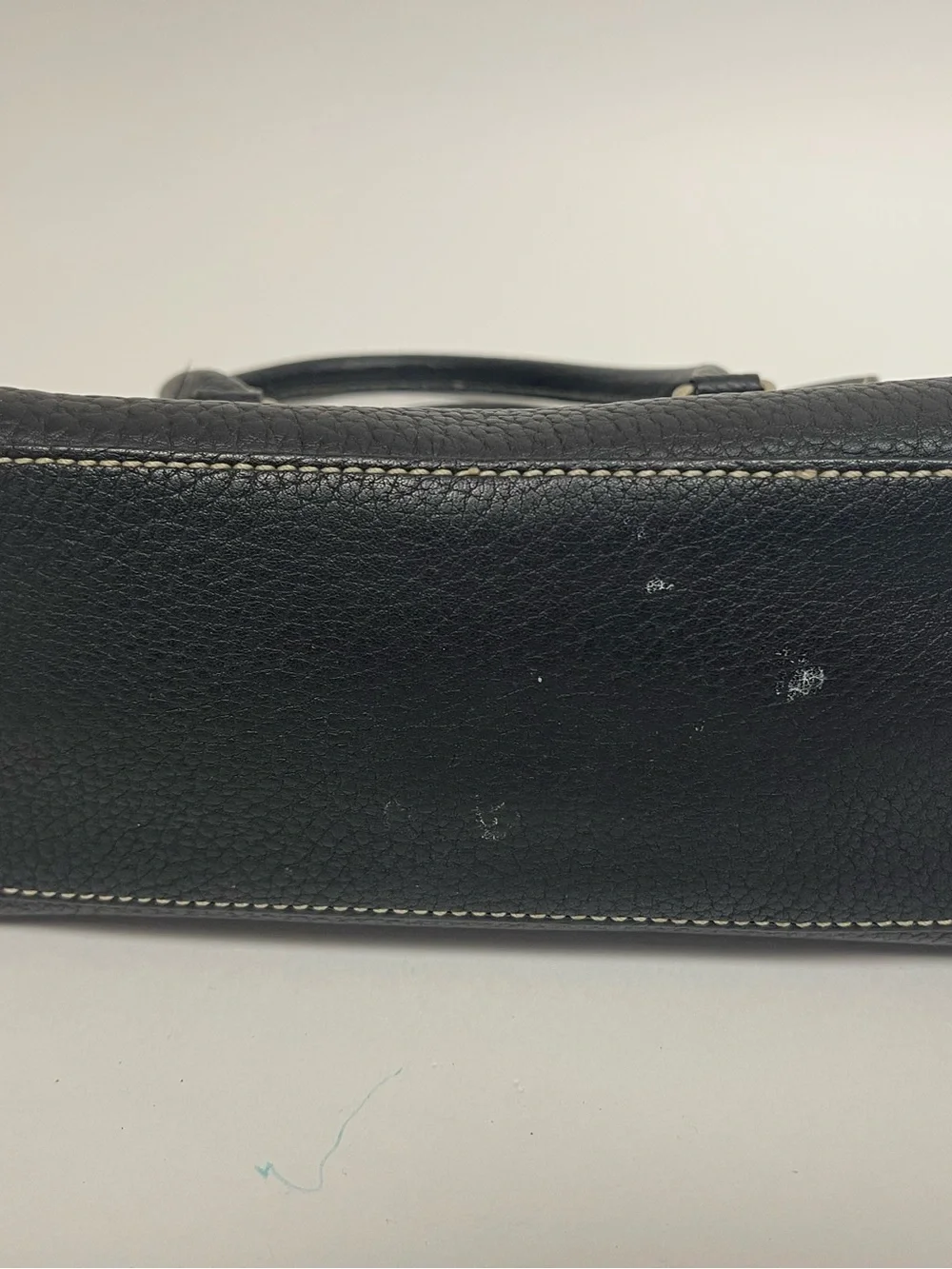 Dooney & Bourke Black Leather Satchel with Silver-Tone Lock